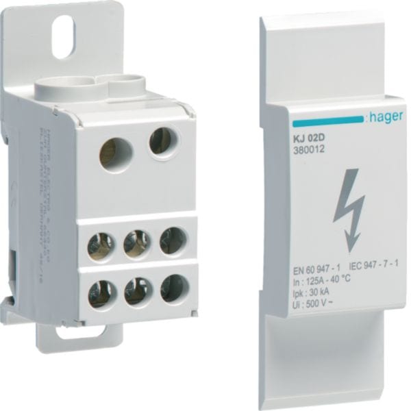 HAGER BOCCHIOTTI - Sistema quadro Blocco Di Distribuzione Unipolare 125A 8 Connessioni