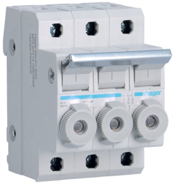 HAGER BOCCHIOTTI - Interruttore Portafusibile Combinato L38 10.3X38 Mm 3 Poli 3 M. Din
