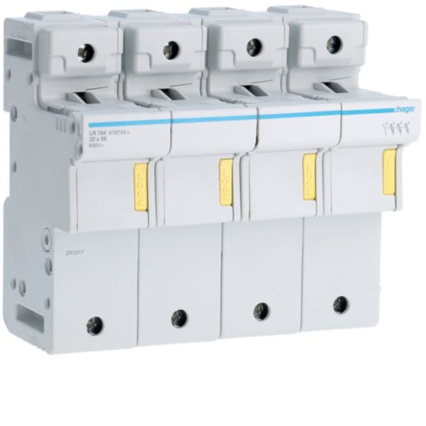 HAGER BOCCHIOTTI - Portafusibile Non Accessoriabile L58 125 A 22X58 Mm 3 Poli+N 8 M. Din