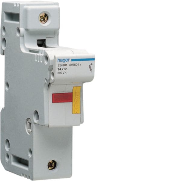 HAGER BOCCHIOTTI - Portafusibile Accessoriabile L51 50 A 14X51 Mm 1 Polo 1.5 M. Din