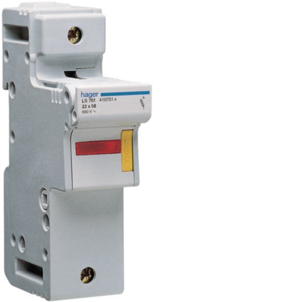 HAGER BOCCHIOTTI - Portafusibile Accessoriabile L58 125 A 22X58 Mm 1 Polo 2 M. Din