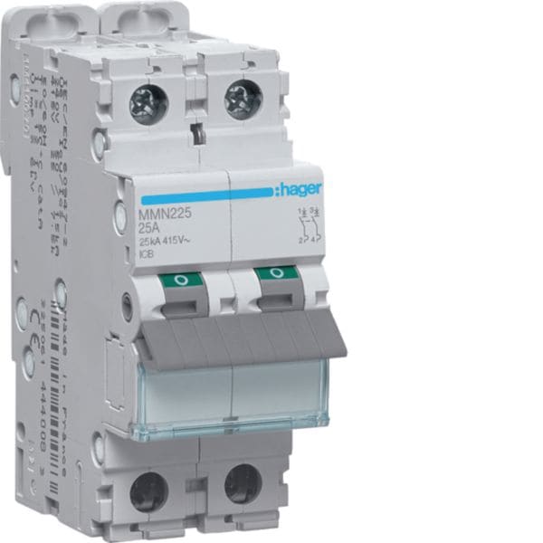 HAGER BOCCHIOTTI - Interruttore Solo Magnetico 2 Poli 20 Ka 25 A 2 M. Din