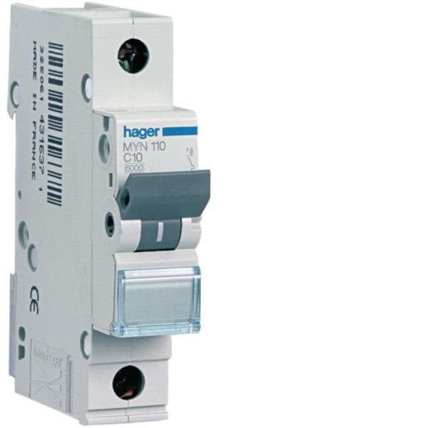 HAGER BOCCHIOTTI - Interruttore Automatico Magnetotermico 1 Polo 6 A 4.5 Ka Curva C 1 M. Din