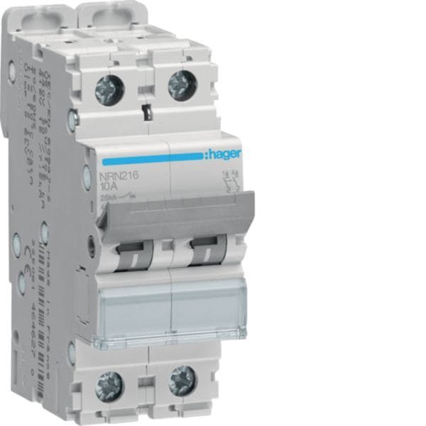 HAGER BOCCHIOTTI - Interruttore Automatico Magnetotermico 2 Poli 16 A 25 Ka Curva C 2 M. Din