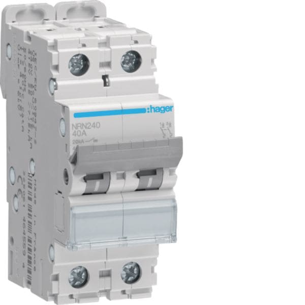 HAGER BOCCHIOTTI - Interruttore Automatico Magnetotermico 2 Poli 40 A 20 Ka Curva C 2 M. Din