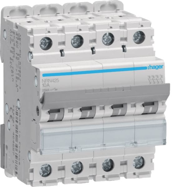 HAGER BOCCHIOTTI - Interruttore Automatico Magnetotermico 4 Poli 25 A 25 Ka Curva C 4 M. Din