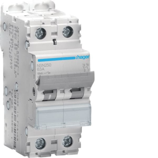HAGER BOCCHIOTTI - Interruttore Automatico Magnetotermico 2 Poli 50 A 15 Ka Curva D 2 M. Din