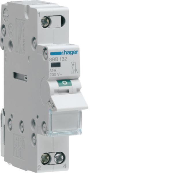 HAGER BOCCHIOTTI - Interruttore Di Manovra - Sezionatore 1 Polo 32 A 230 V Ac 1 M. Din + Spia Lum