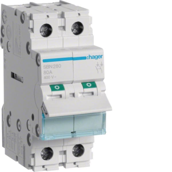 HAGER BOCCHIOTTI - Interruttore Di Manovra - Sezionatore 2 Poli 80 A 400 V Ac 2 M. Din