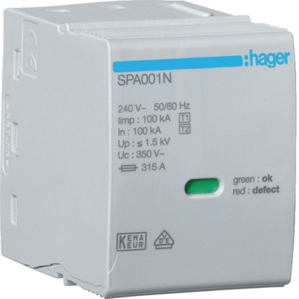 HAGER BOCCHIOTTI - Cartuccia N-PE Uc 350V Iimp 100kA Up 1.5kV