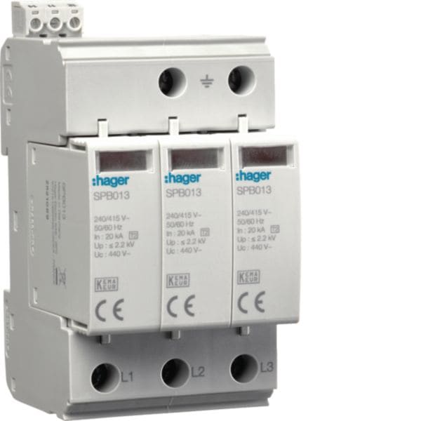 HAGER BOCCHIOTTI - SPD 3P rimovibile 40kA T2 IT con indicatore di fine vita e con contatto aux