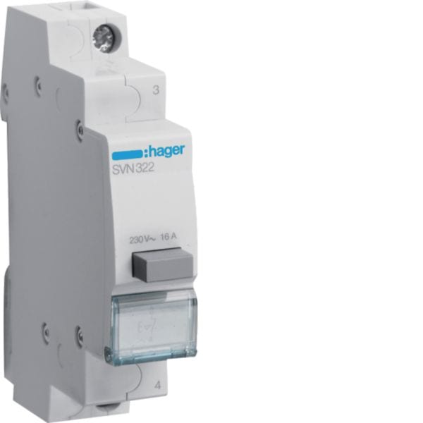 HAGER BOCCHIOTTI - 1 Pulsante Non Luminoso A Ritenuta 16 A 250 V Ac 1 Nc 1 M. Din