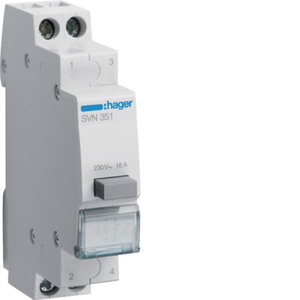 HAGER BOCCHIOTTI - 1 Pulsante Non Luminoso A Impulso 16 A 250 V Ac 1 Na + 1 Nc 1 M. Din