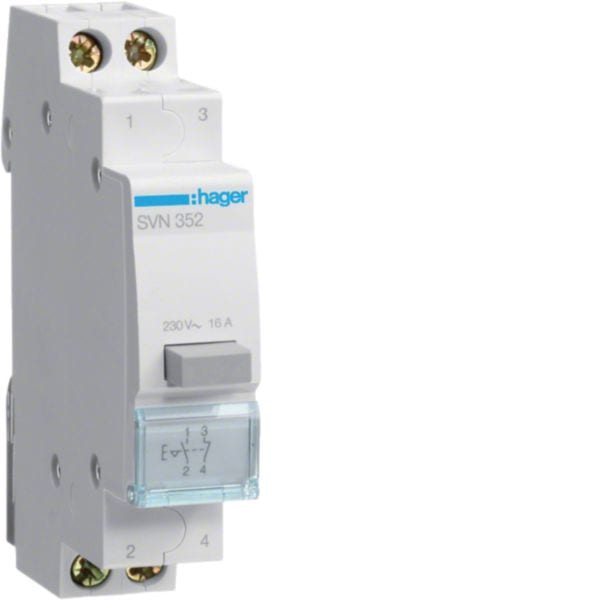 HAGER BOCCHIOTTI - 1 Pulsante Non Luminoso A Ritenuta 16 A 250 V Ac 1 Na + 1 Nc 1 M. Din