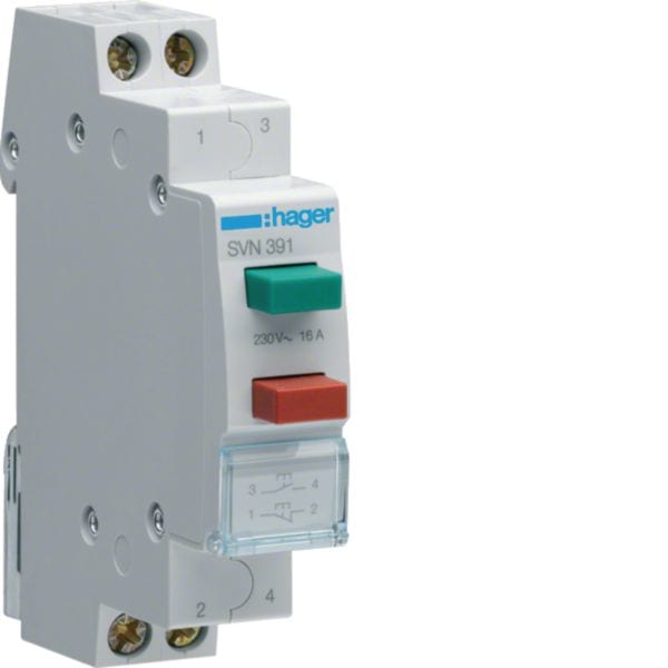 HAGER BOCCHIOTTI - 2 Pulsanti Non Luminosi 1 Nc + 1 Na 1 M. Din