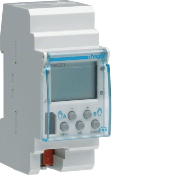 HAGER BOCCHIOTTI - Int. Orario Dgt Settimanale Bus KNX 2 In On-Off - Segnale Dcf - 2 Mod.Din