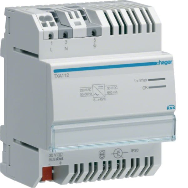 HAGER BOCCHIOTTI - MODULO KNX ALIMENTATORE 30Vdc 640mA 4M