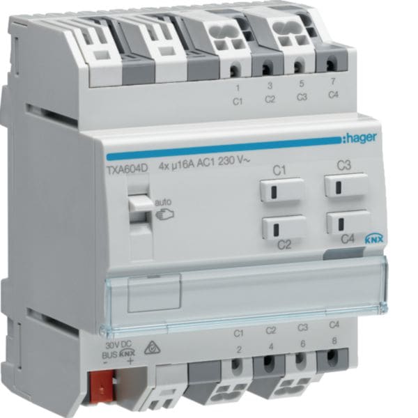 HAGER BOCCHIOTTI - MOD.KNX 4 OUT 16A AC1 230V C-LOAD 4M