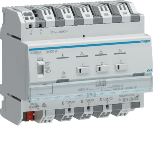 HAGER BOCCHIOTTI - Modulo TP KNX easy Dimmer Rlc 3 Out Combinabili 900W 230V 6M