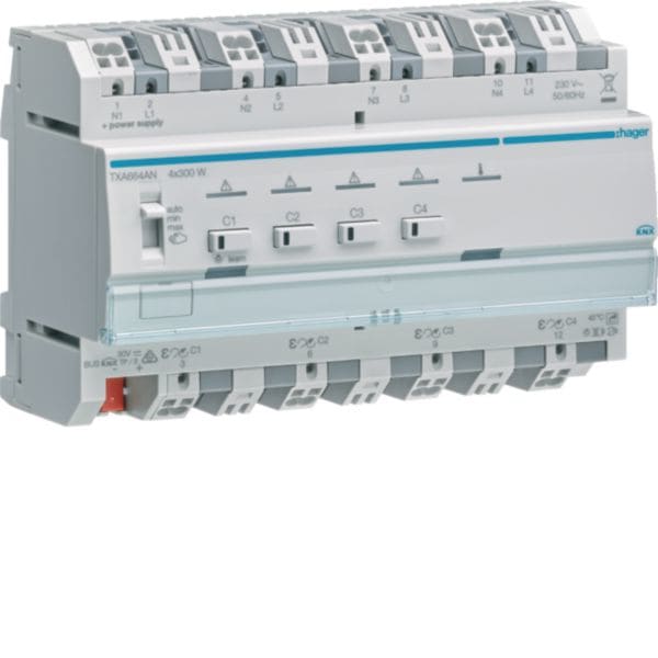 HAGER BOCCHIOTTI - Modulo TP KNX easy Dimmer Rlc 4 Out Combinabili 1200W totale 230V 8M