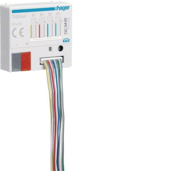 HAGER BOCCHIOTTI - Modulo ingr. on/off bus KNX- 4 IN liberi da potenziale + 4 OUT x LED -  incasso