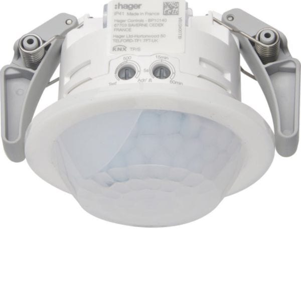 HAGER BOCCHIOTTI - Rilevatore movimento corridoio KNX 360°, inst. incasso, rilevazione 30x5m