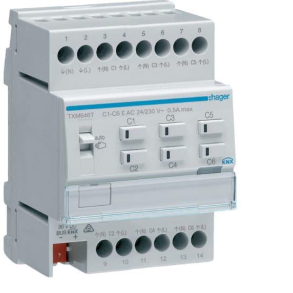 HAGER BOCCHIOTTI - MODULO KNX TP EASY RISCALDAMENTO 6 OUT TRIAC 230V-24VAC 4M
