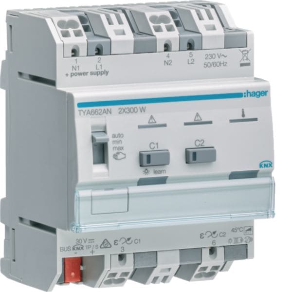 HAGER BOCCHIOTTI - Modulo TP KNX Plus dimmer 2 Out Combinabili 600W Max. 230V 4M