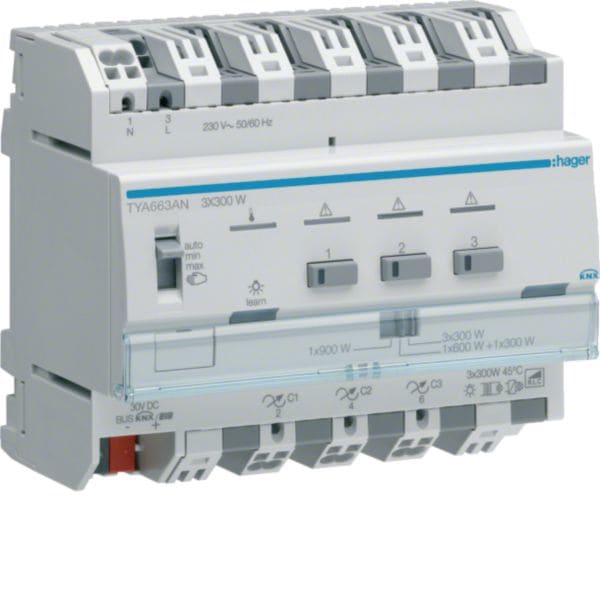 HAGER BOCCHIOTTI - Modulo TP KNX Plus dimmer 3 Out Combinabili 900W totale 230V 6M