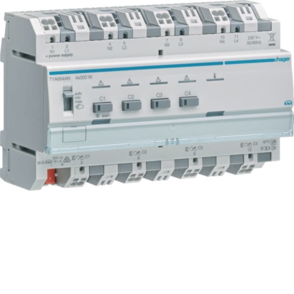 HAGER BOCCHIOTTI - Modulo TP KNX Plus dimmer 4 Out Combinabili 1200W totale 230V 8M