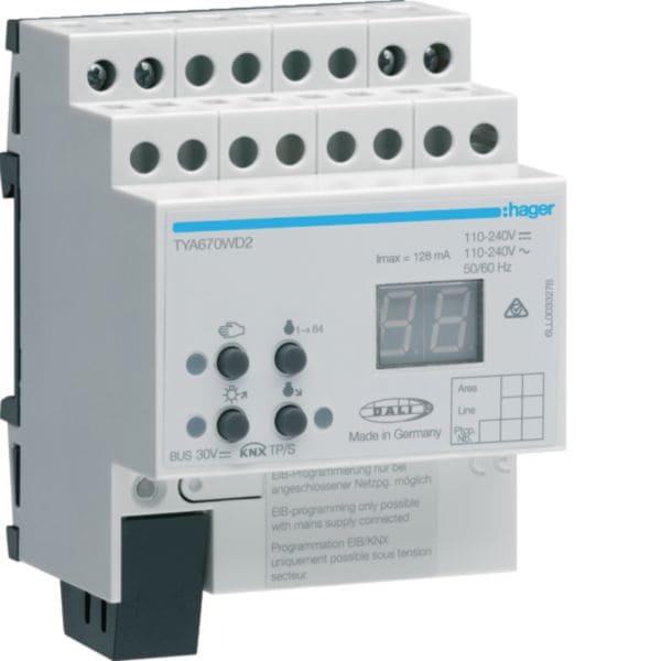 HAGER BOCCHIOTTI - Gateway KNX/Dali 2 TW - 64 Disp/32 Gruppi - 16 Scenari - 4 Moduli