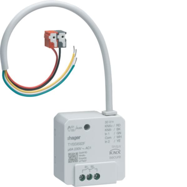 HAGER BOCCHIOTTI - Modulo KNX Secure veneziane/tapparelle 2 OUT + 2 IN 6A AC1 incasso