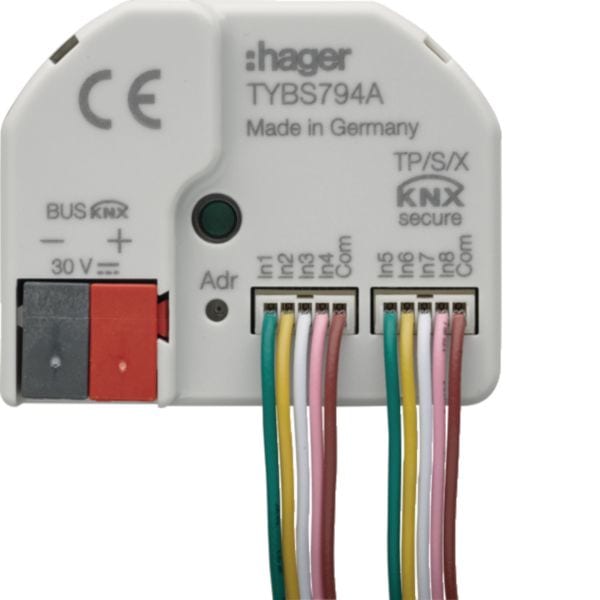 HAGER BOCCHIOTTI - Modulo KNX Secure 4 IN potenziale libero + 4 OUT x LED  - incasso
