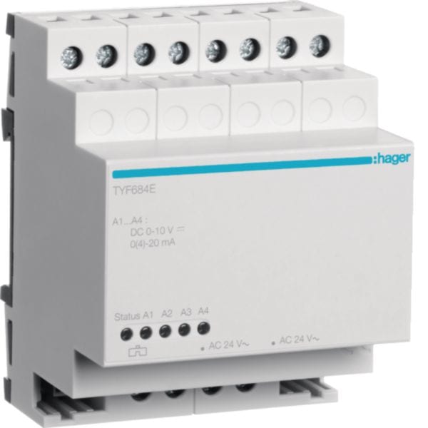 HAGER BOCCHIOTTI - ESTENSIONE MOD 4 OUT ANALOGICHE 4M - 24V