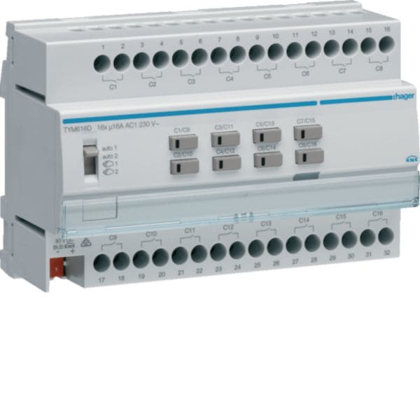 HAGER BOCCHIOTTI - Modulo KNX+ 16 OUT 16A AC1 230V C-LOAD 8M