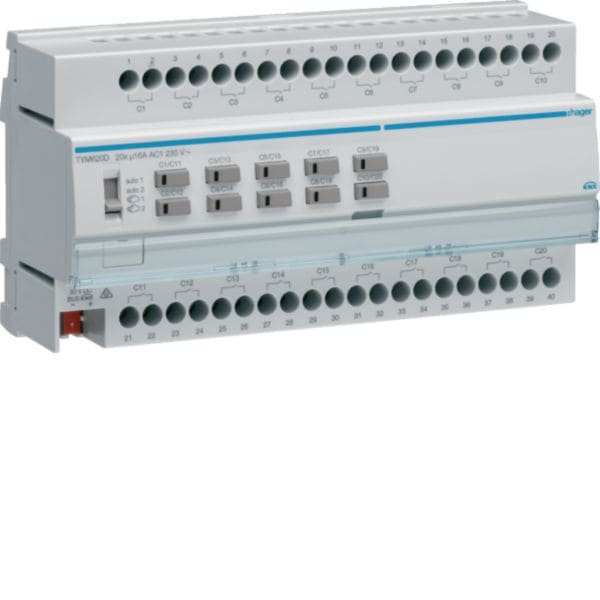 HAGER BOCCHIOTTI - Modulo KNX+ 20 OUT 16A AC1 230V C-LOAD 10M