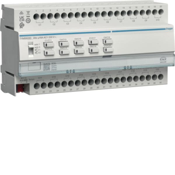 HAGER BOCCHIOTTI - Modulo KNX Secure 20 OUT 16A AC1 230V C-LOAD 10M