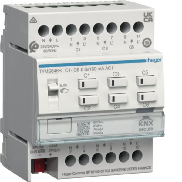 HAGER BOCCHIOTTI - ModuloKNX Secure 6 OUT 24/230V 4M + 12 termoregolatori