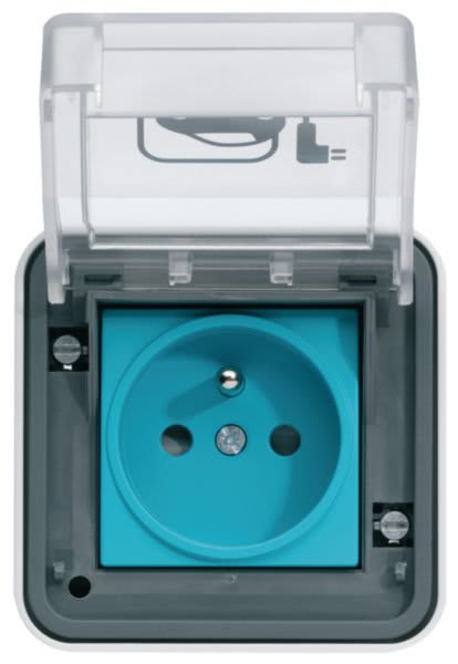 HAGER BOCCHIOTTI - Presa ricarica 2P+T grigia per veicoli elettrici IP55 sporgente