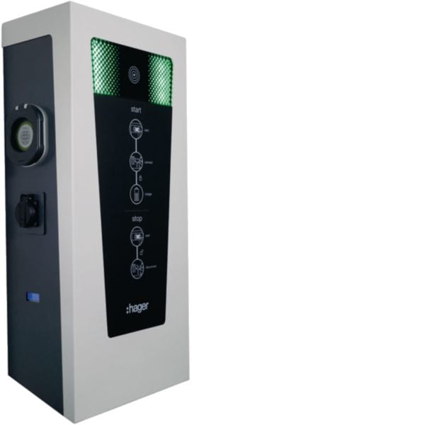 HAGER BOCCHIOTTI - EV stazione di ricarica witty Park 2x7kW 1P M3T2S M2TE IP54 RFID + IP