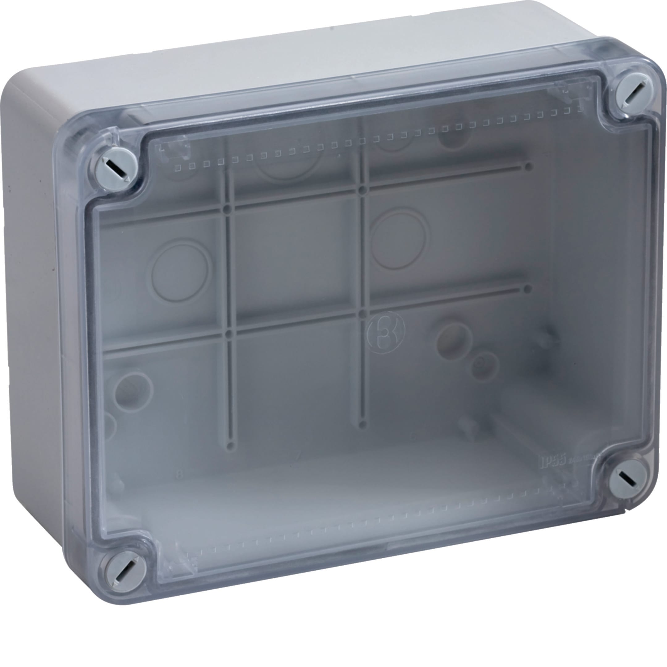 HAGER BOCCHIOTTI - IP56 05 TRASP Cassetta di derivazione cop trasparente viti 1/4 di giro GRIGIO