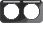 HAGER BOCCHIOTTI - Cornice doppia x montaggio orizzontale con portaetich. Berker R.1 nero lucido