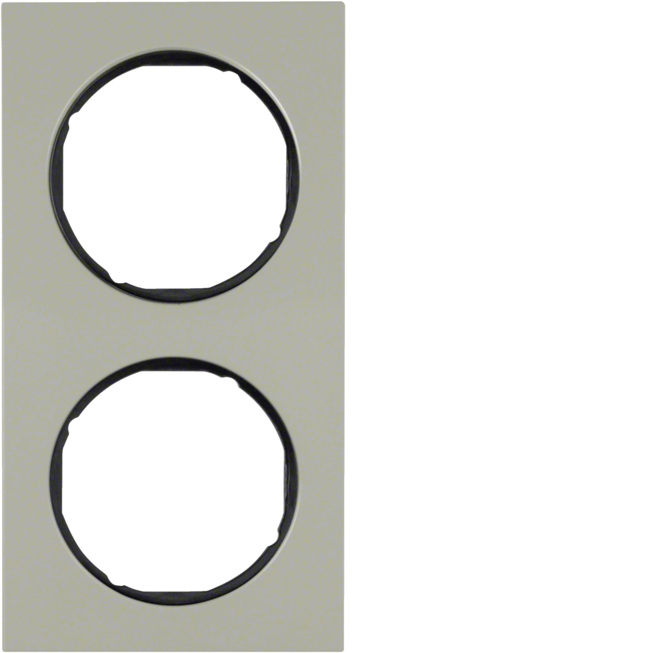 HAGER BOCCHIOTTI - Cornice doppia Berker R.3 acciaio inox/nero