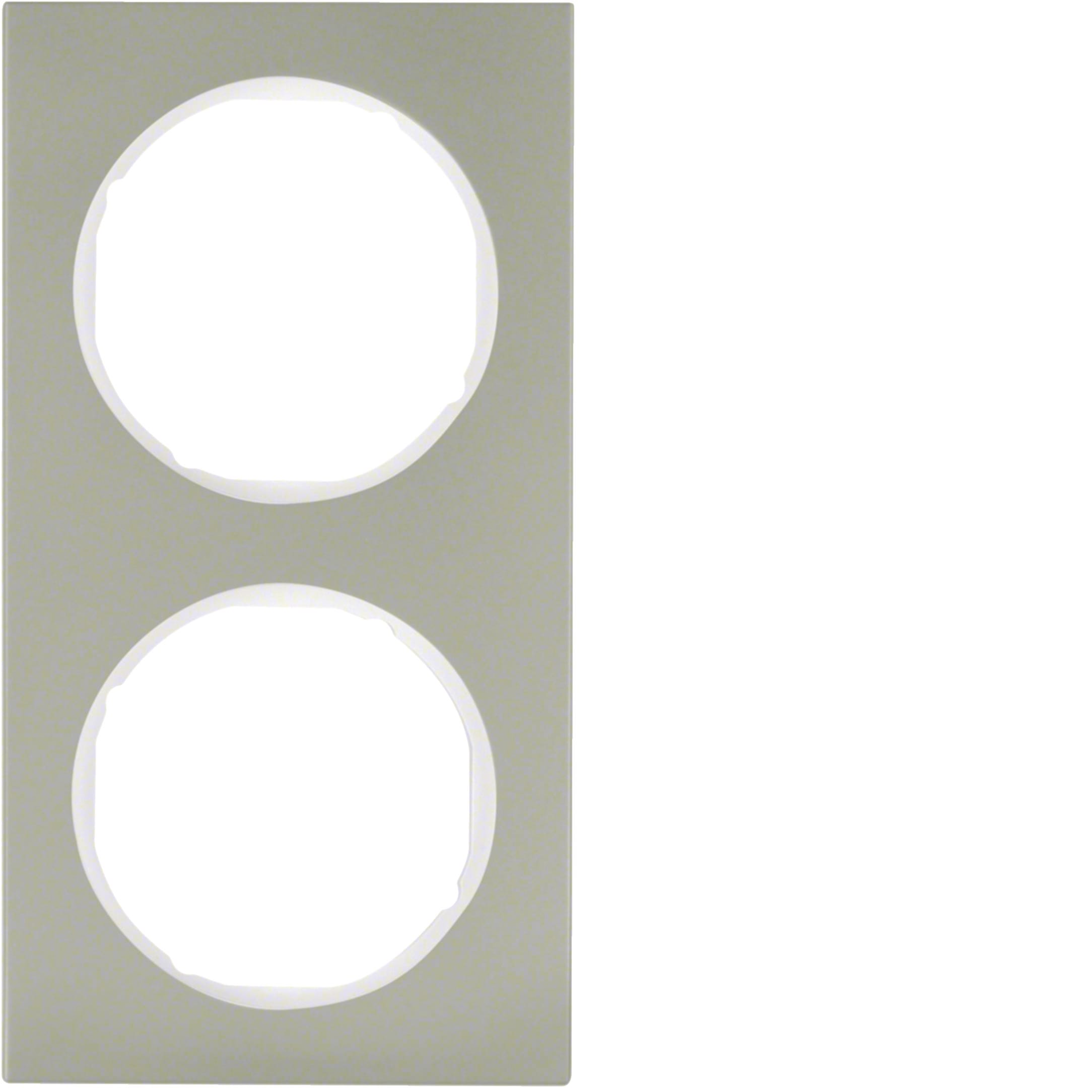 HAGER BOCCHIOTTI - Cornice doppia Berker R.3 acciaio inox/bianco polare