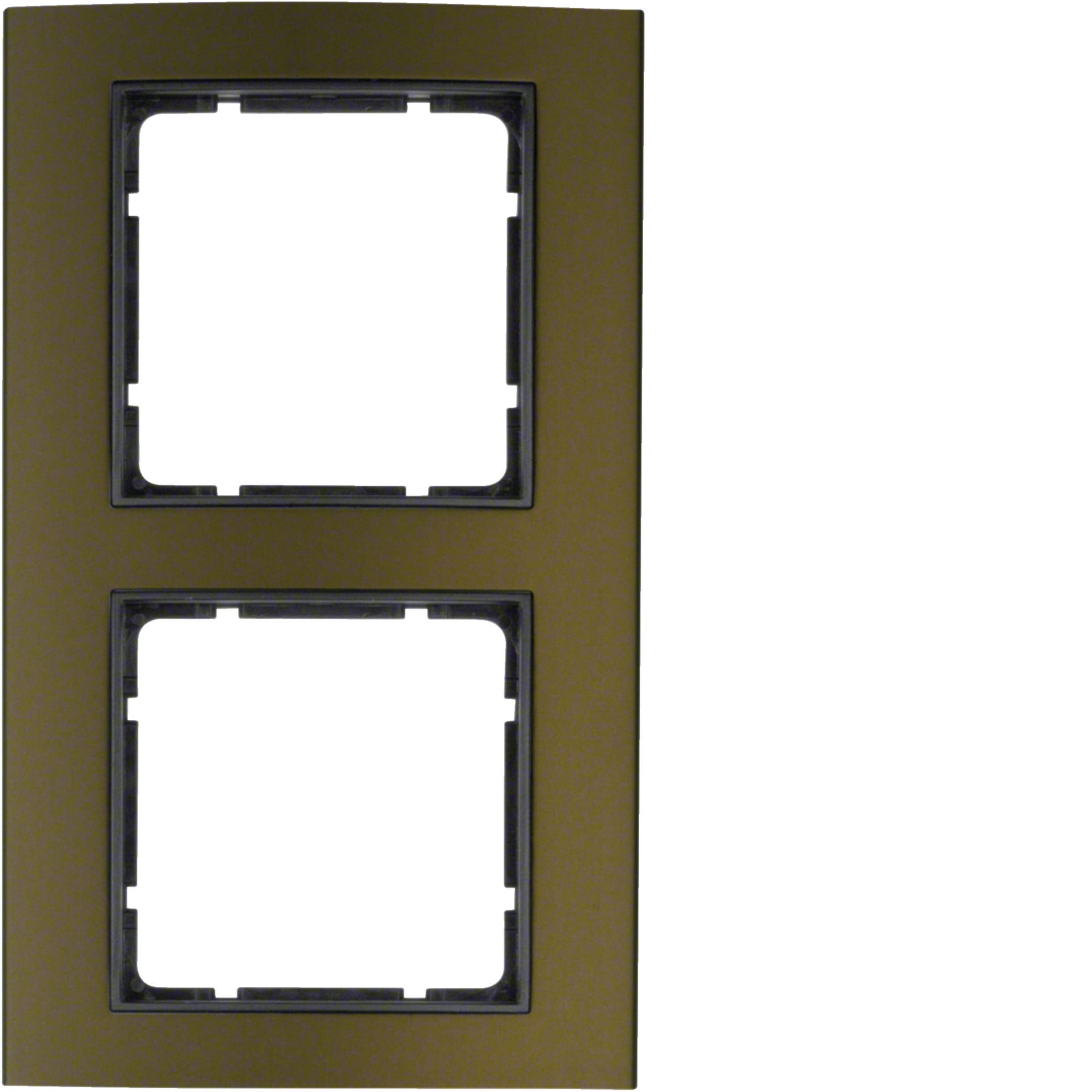 HAGER BOCCHIOTTI - Cornice doppia Berker B.3 alu marrone/antracite opaco, alluminio anodizzato