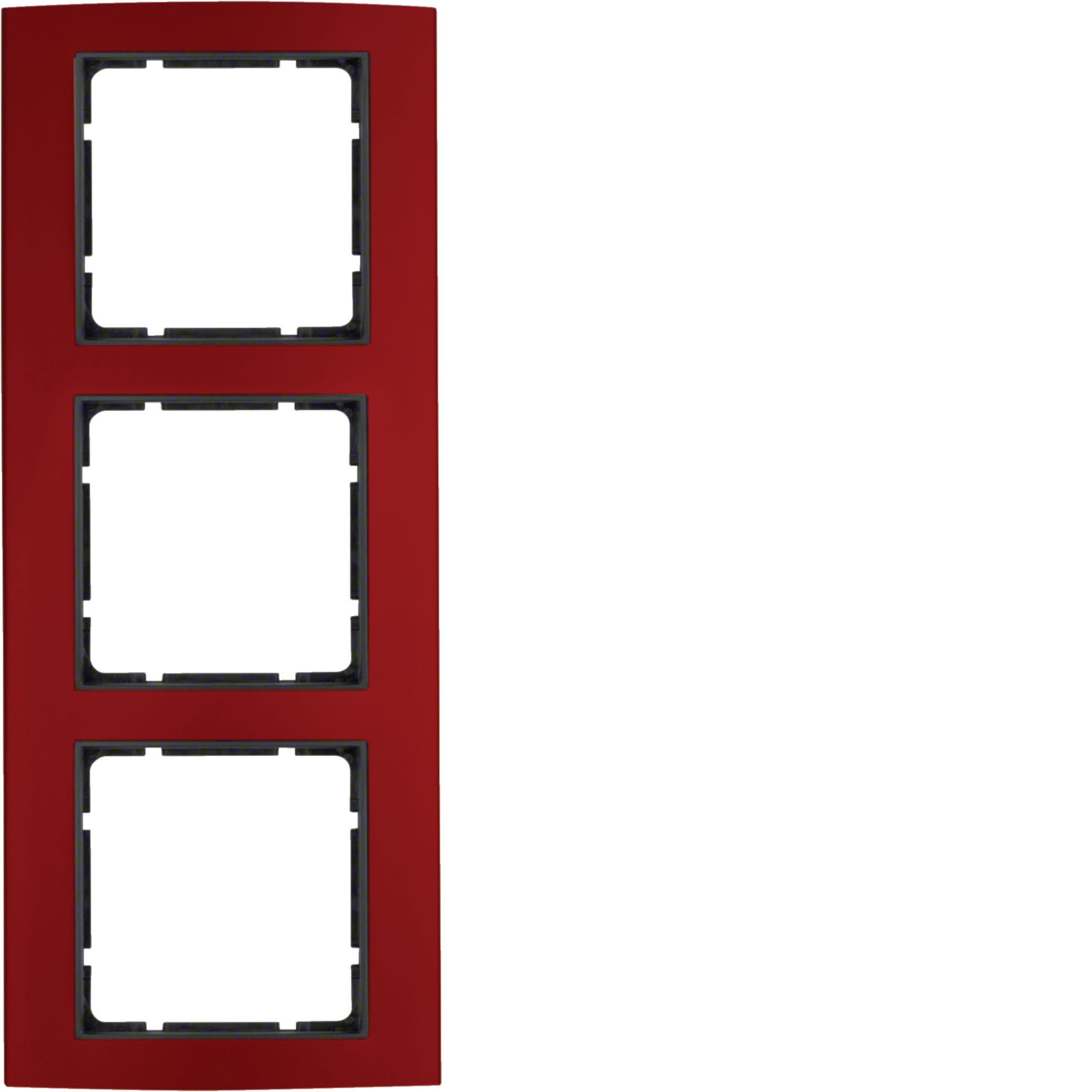 HAGER BOCCHIOTTI - Cornice tripla Berker B.3 alu rosso/antracite opaco, alluminio anodizzato