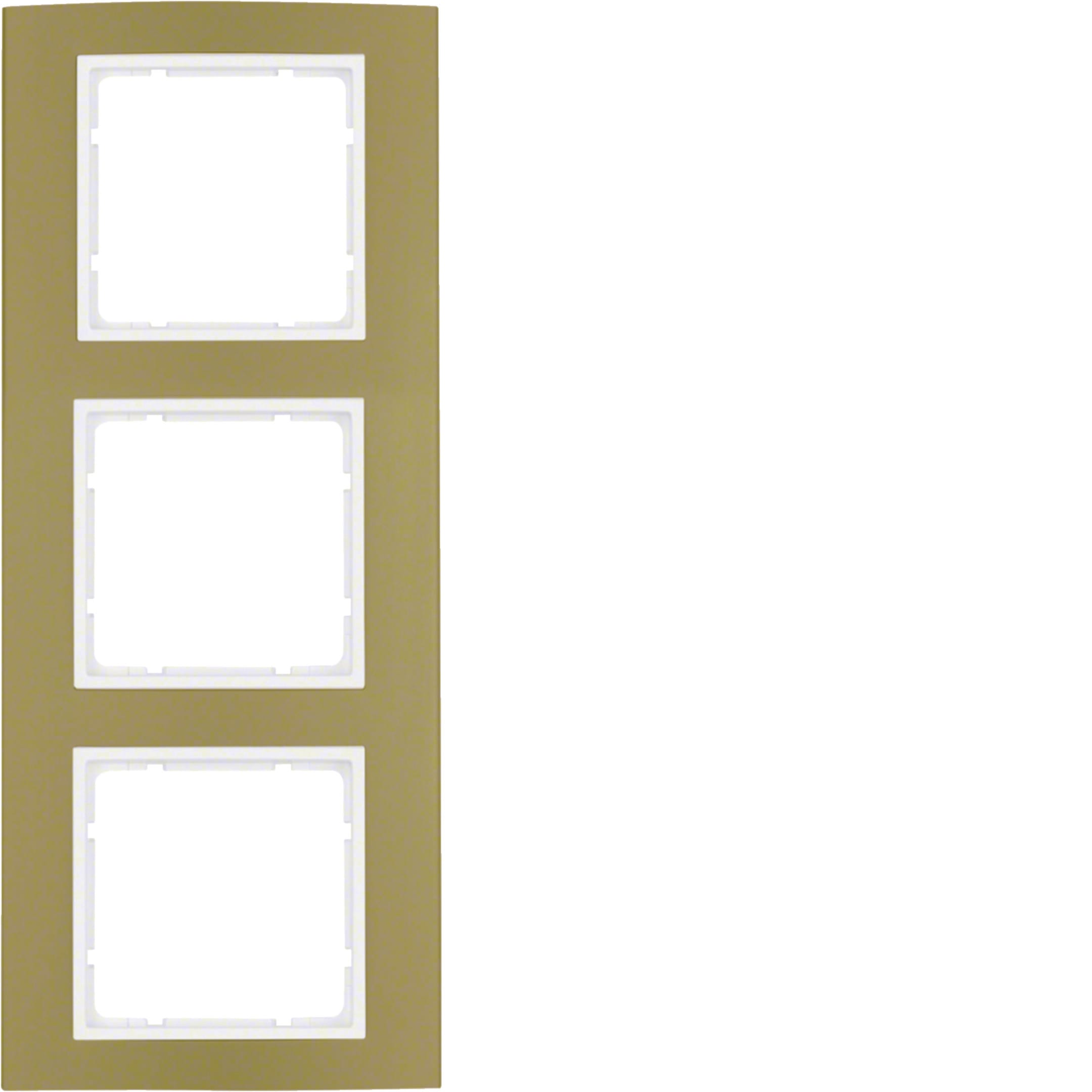 HAGER BOCCHIOTTI - Cornice tripla Berker B.3 alu oro/bianco polare opaco, alluminio anodizzato