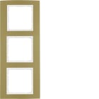 HAGER BOCCHIOTTI - Cornice tripla Berker B.3 alu oro/bianco polare opaco, alluminio anodizzato