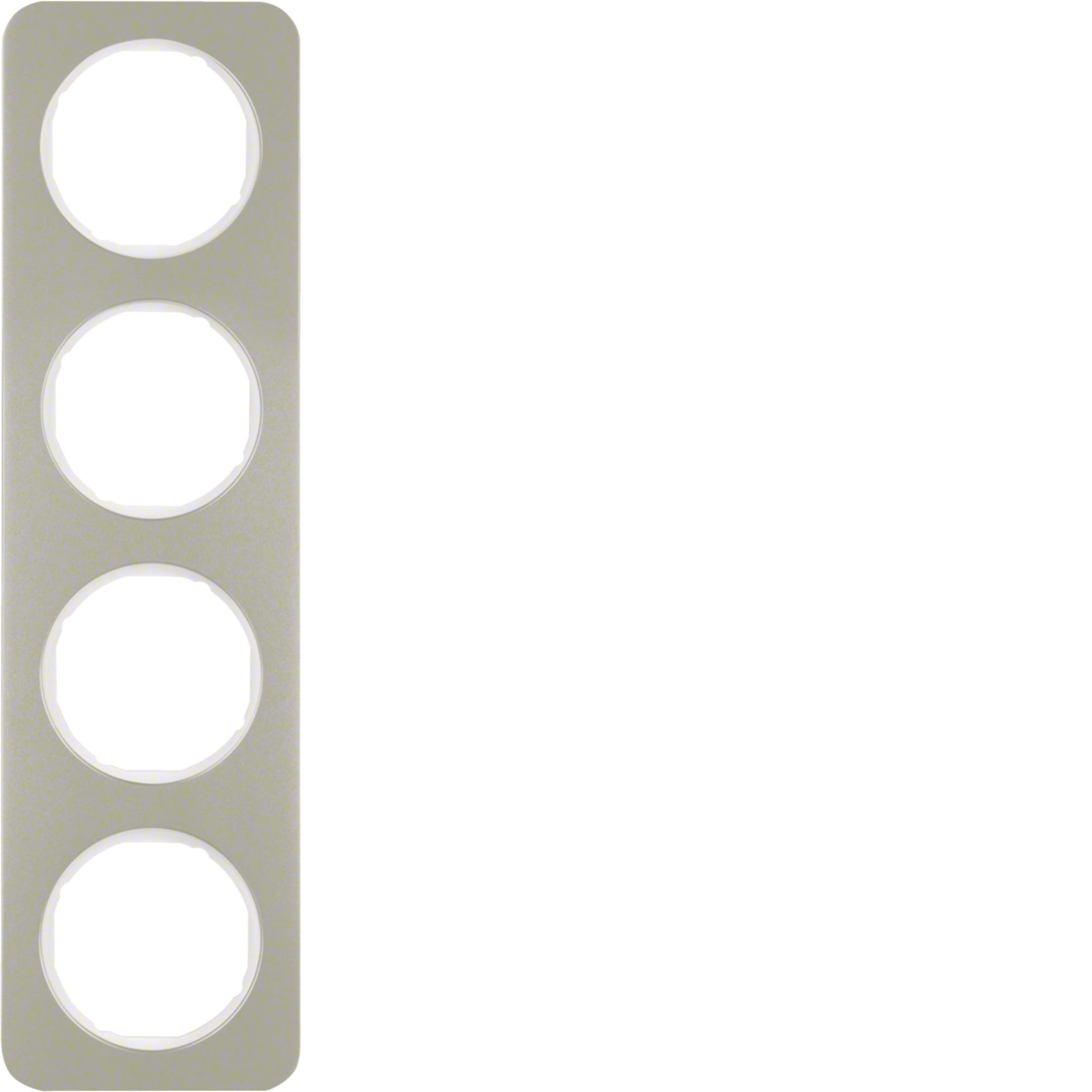 HAGER BOCCHIOTTI - Cornice quadrupla Berker R.1 acciaio inox/bianco polare