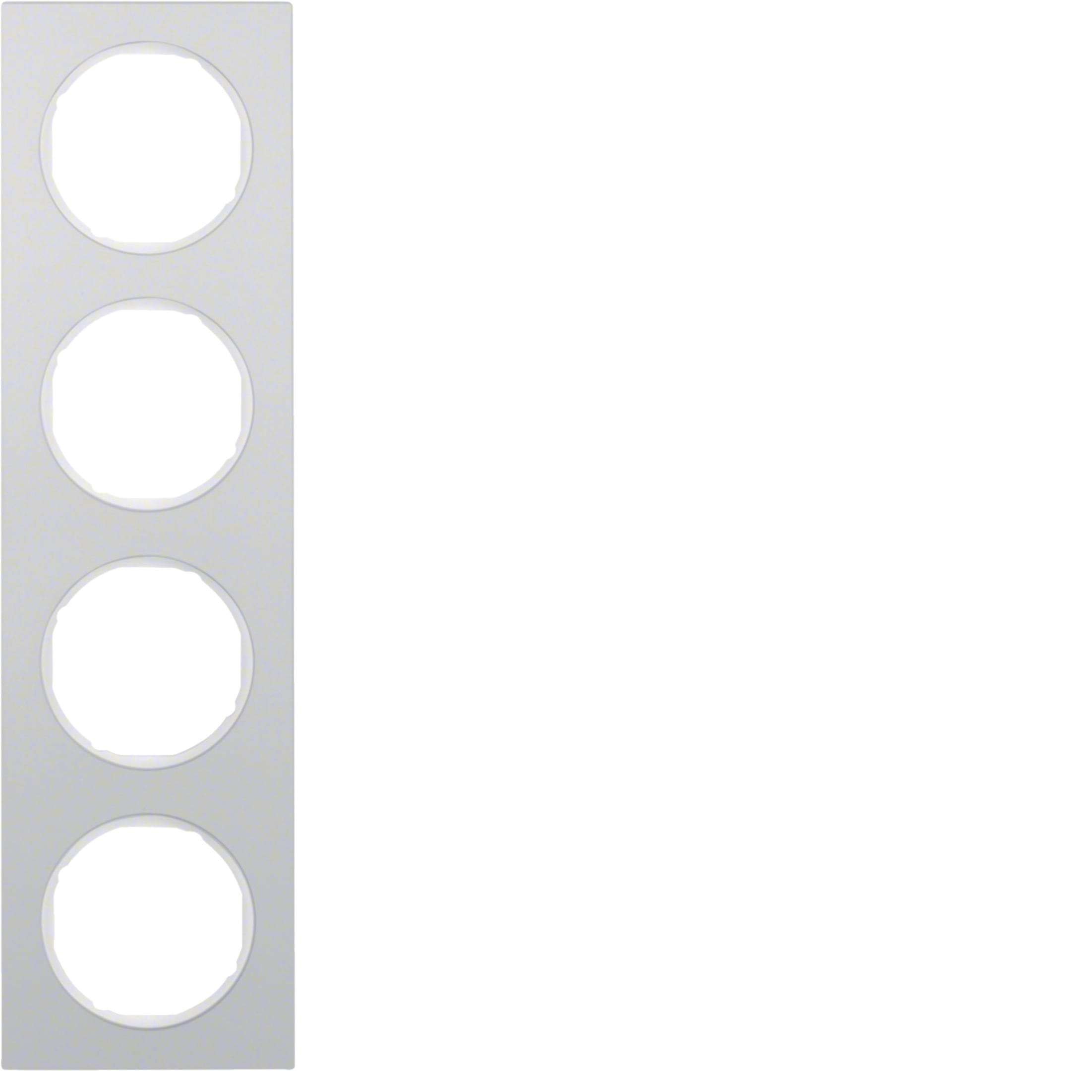 HAGER BOCCHIOTTI - Cornice quadrupla Berker R.3 alu/bianco polare